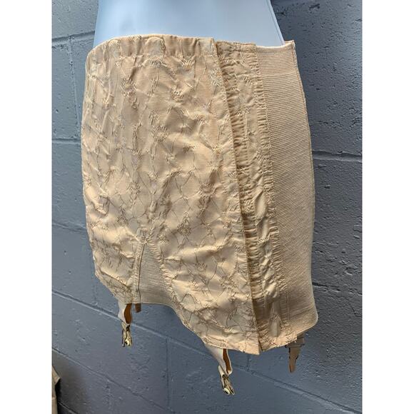 Vtg 50s Boned Embroidered Girdle Skirt Smart Fit SZ 27 Floral Shapewear B5 - Picture 3 of 10